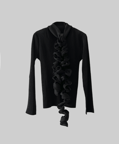 Issey Miyake Twirly Collar Pleated Blouse
