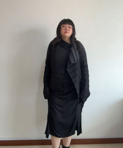 Pleats Please Panelled Drape Shirred Skirt