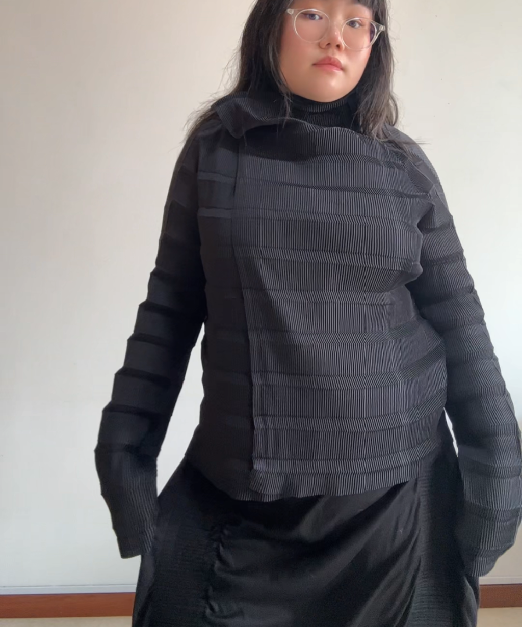 Issey Miyake High Neck Pleated 2-way Cardigan