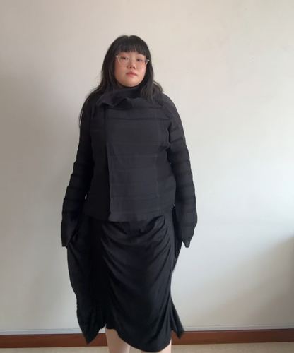 Pleats Please Panelled Drape Shirred Skirt