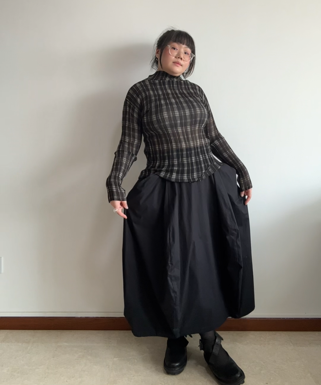 Issey Miyake 1996 Plaid Pleated Top