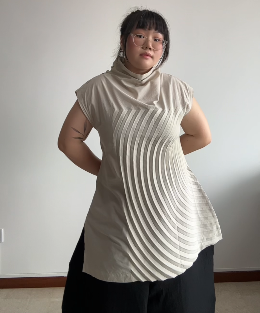 Issey Miyake SS25 Cotton Curve Pleated Blouse