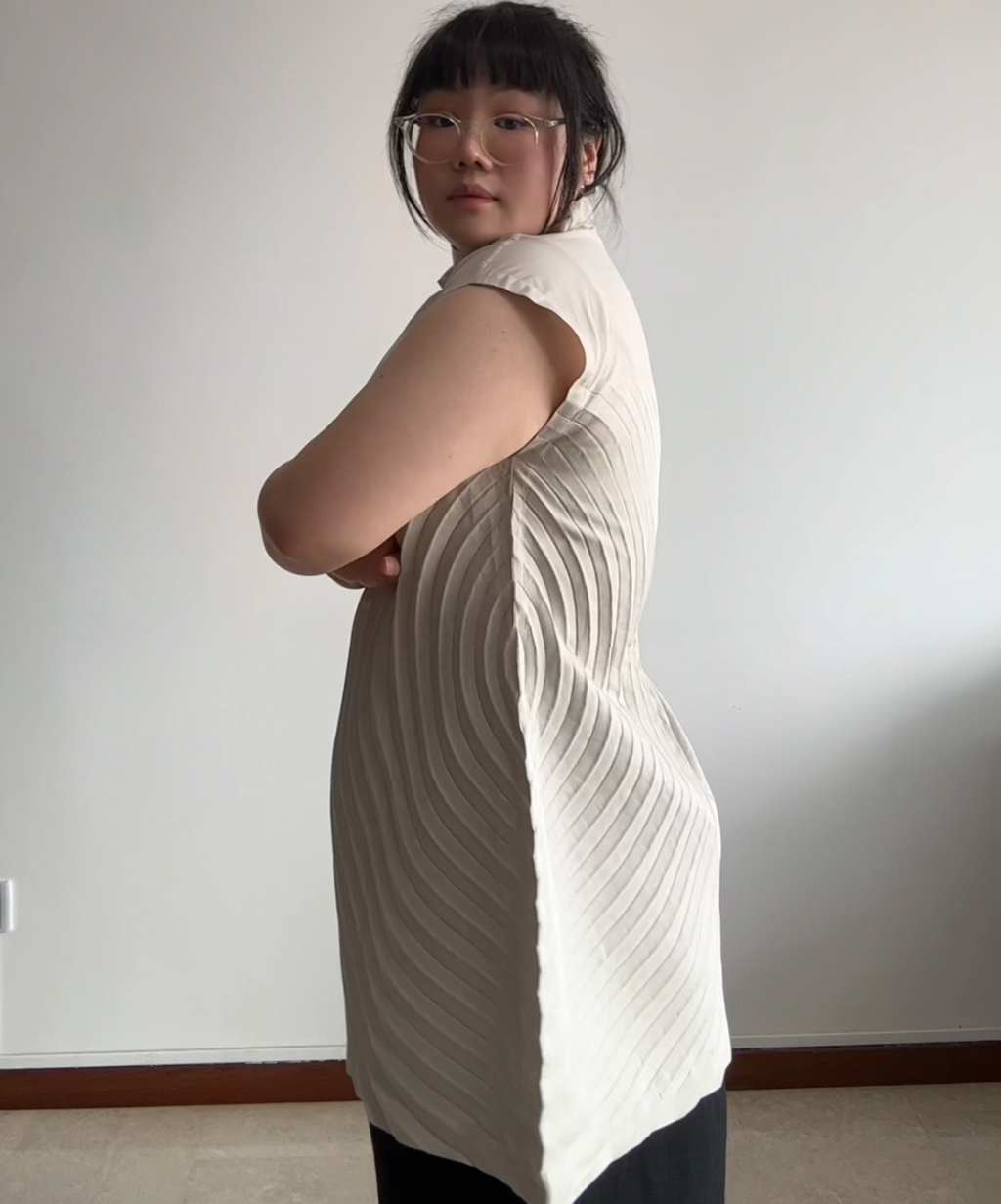 Issey Miyake SS25 Cotton Curve Pleated Blouse