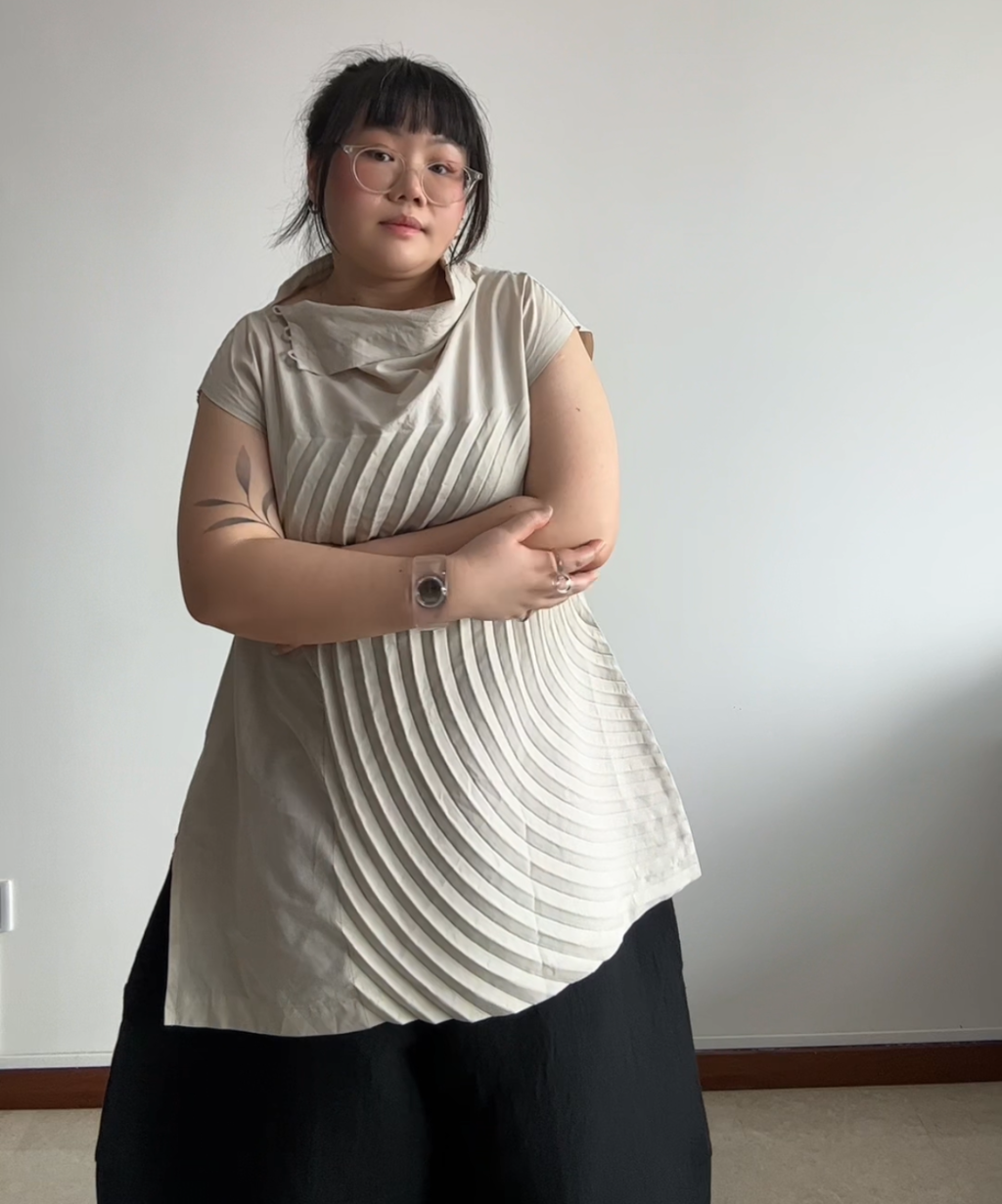 Issey Miyake SS25 Cotton Curve Pleated Blouse
