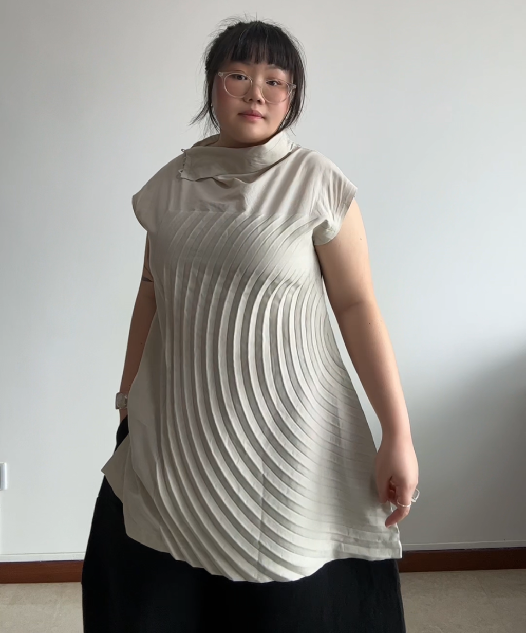 Issey Miyake SS25 Cotton Curve Pleated Blouse