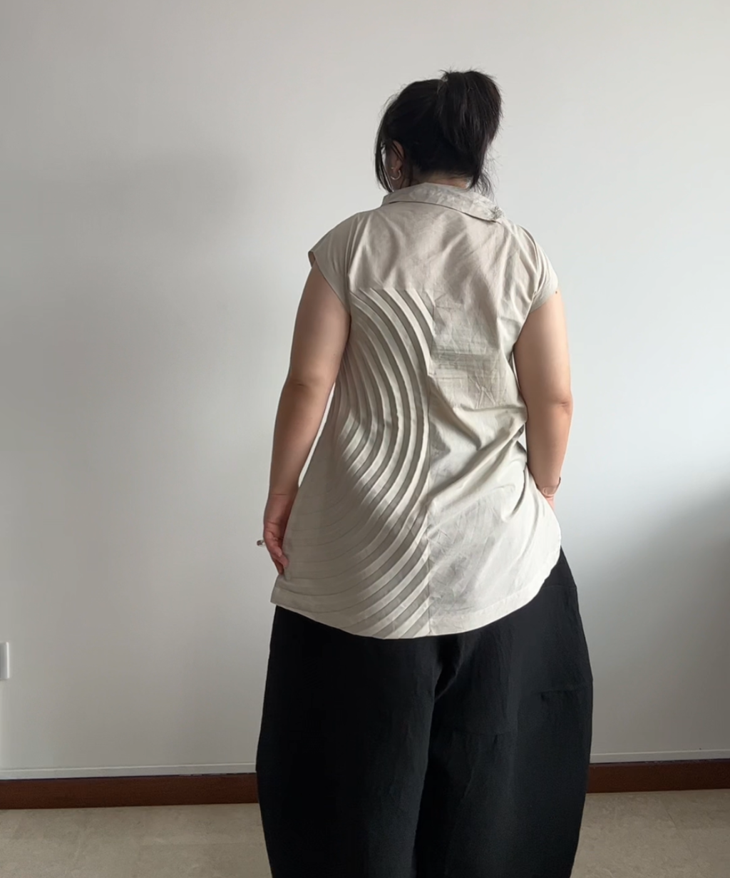 Issey Miyake SS25 Cotton Curve Pleated Blouse