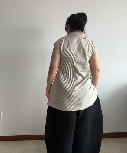 Issey Miyake SS25 Cotton Curve Pleated Blouse
