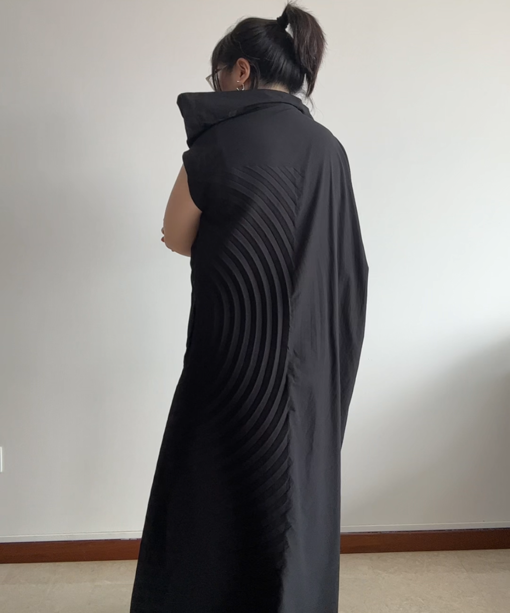 Issey Miyake SS25 Cotton Curve Pleated Dress