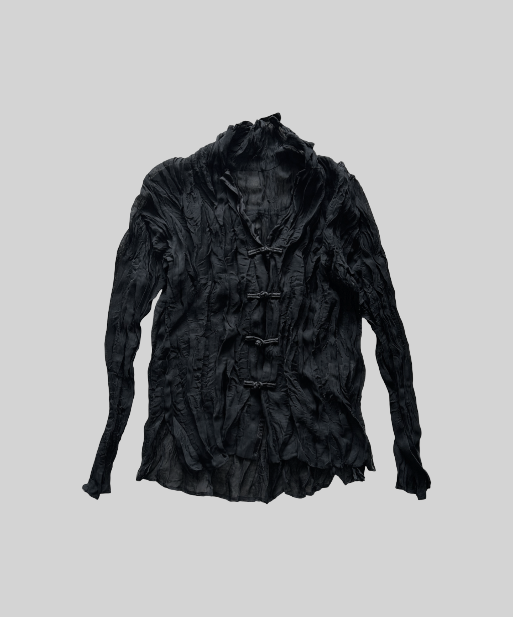 Issey Miyake Fete Sheer Mandarin Blouse