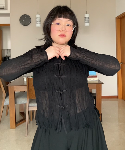 Issey Miyake Fete Sheer Mandarin Blouse