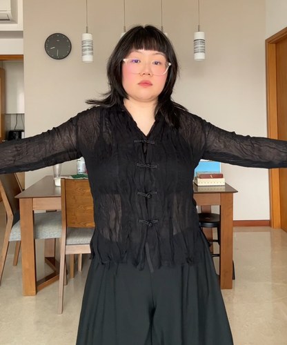 Issey Miyake Fete Sheer Mandarin Blouse