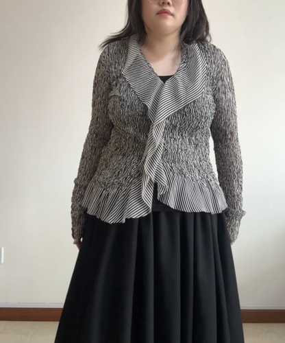 Issey Miyake Fete Ruched Striped Cardigan