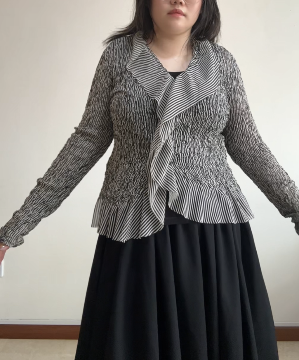 Issey Miyake Fete Ruched Striped Cardigan