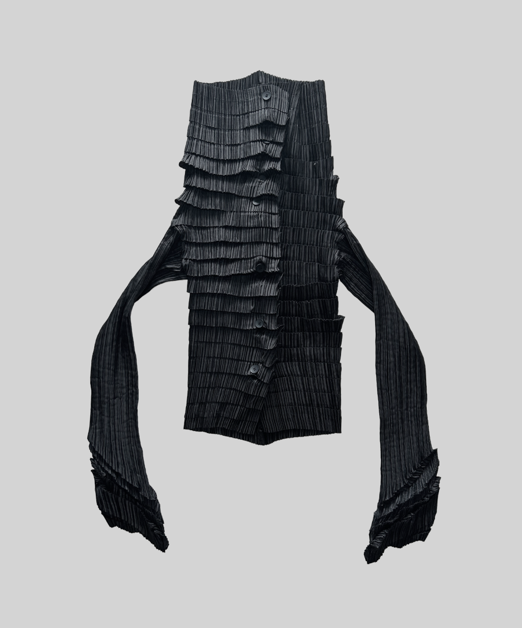 Issey Miyake White Label Sculpted Pleats Cardigan