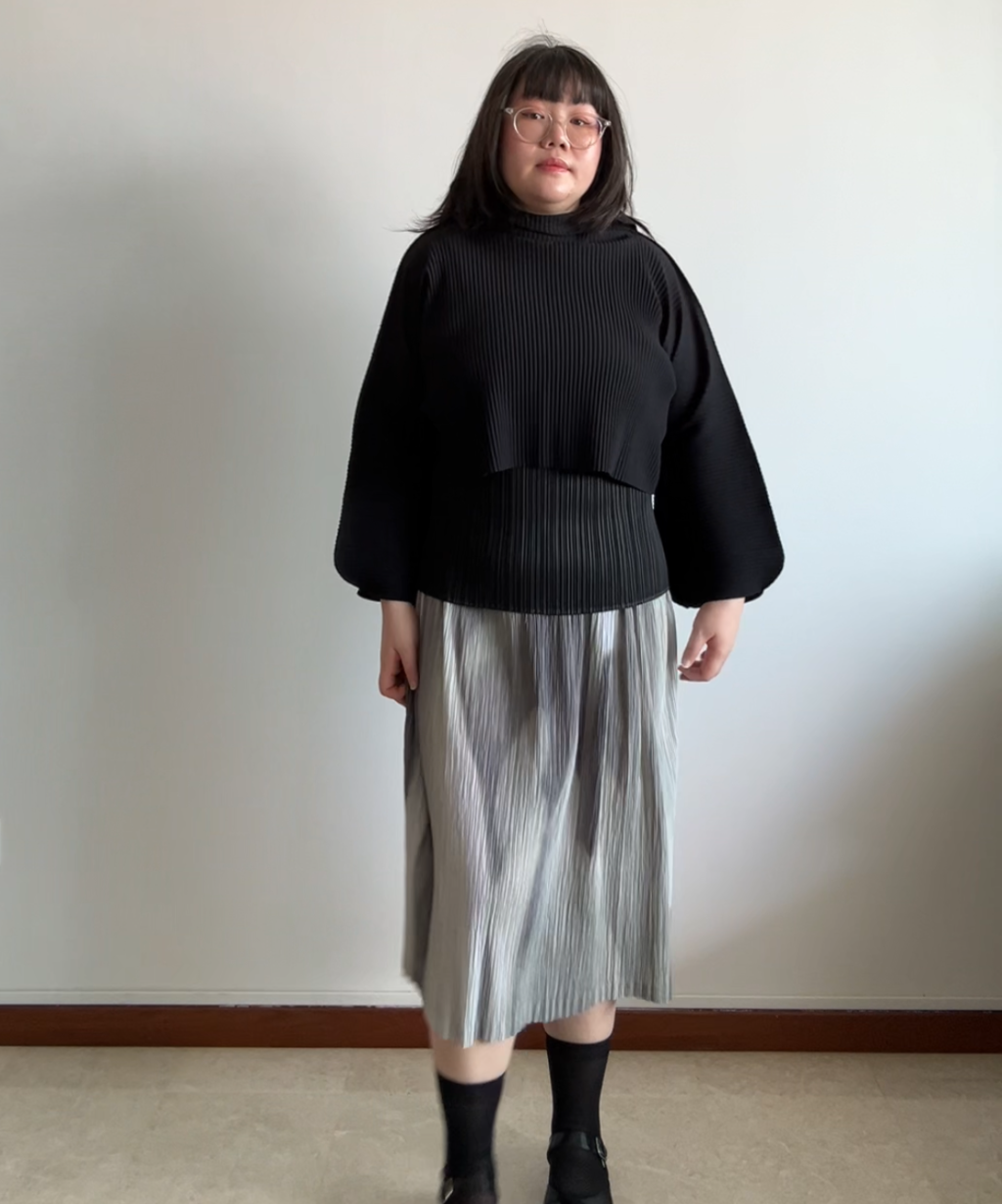 Issey Miyake Gradient Print Pleated Skirt