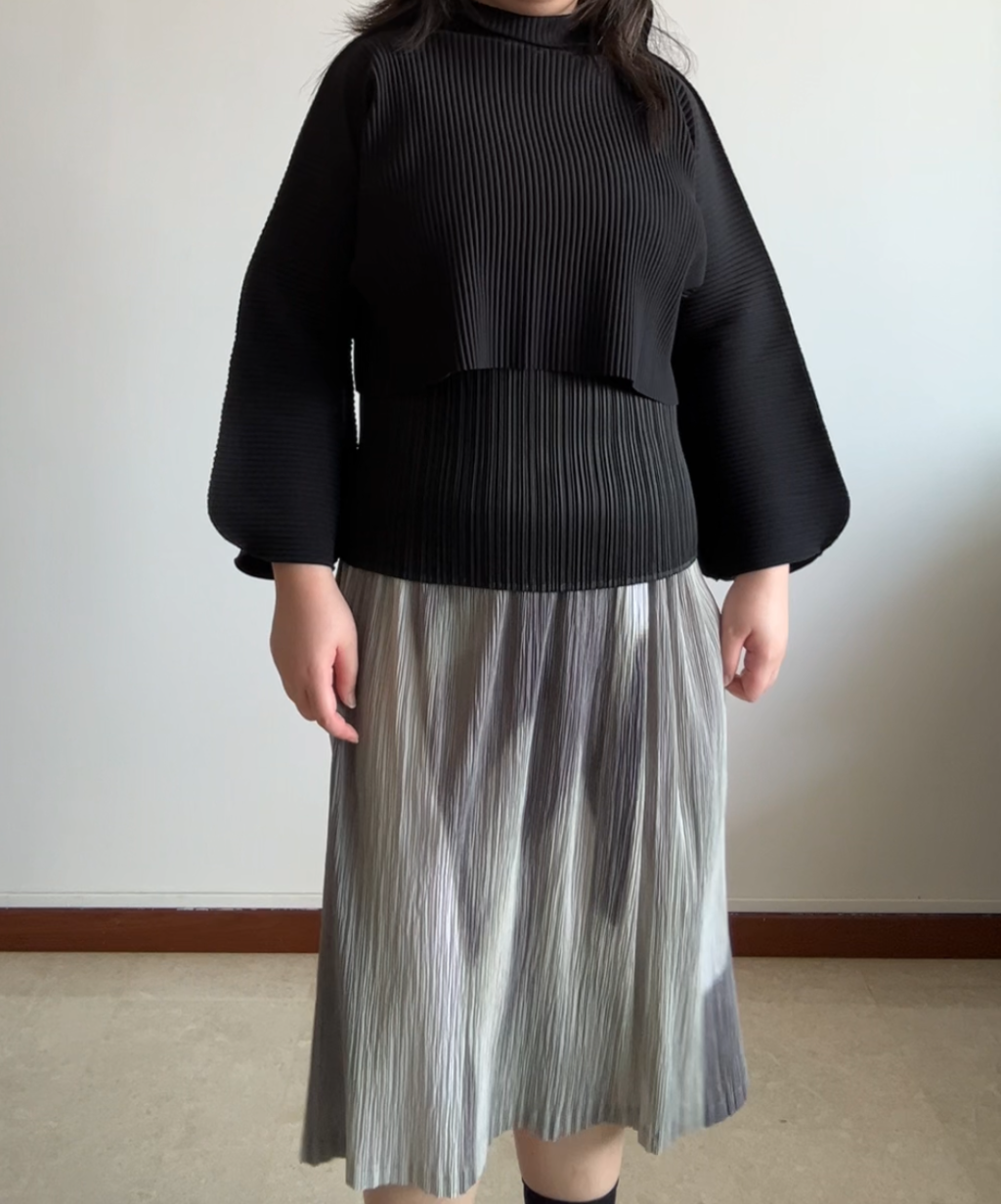 Issey Miyake Gradient Print Pleated Skirt