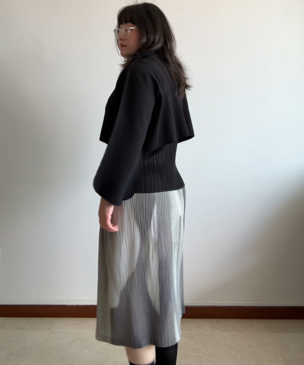 Issey Miyake Gradient Print Pleated Skirt
