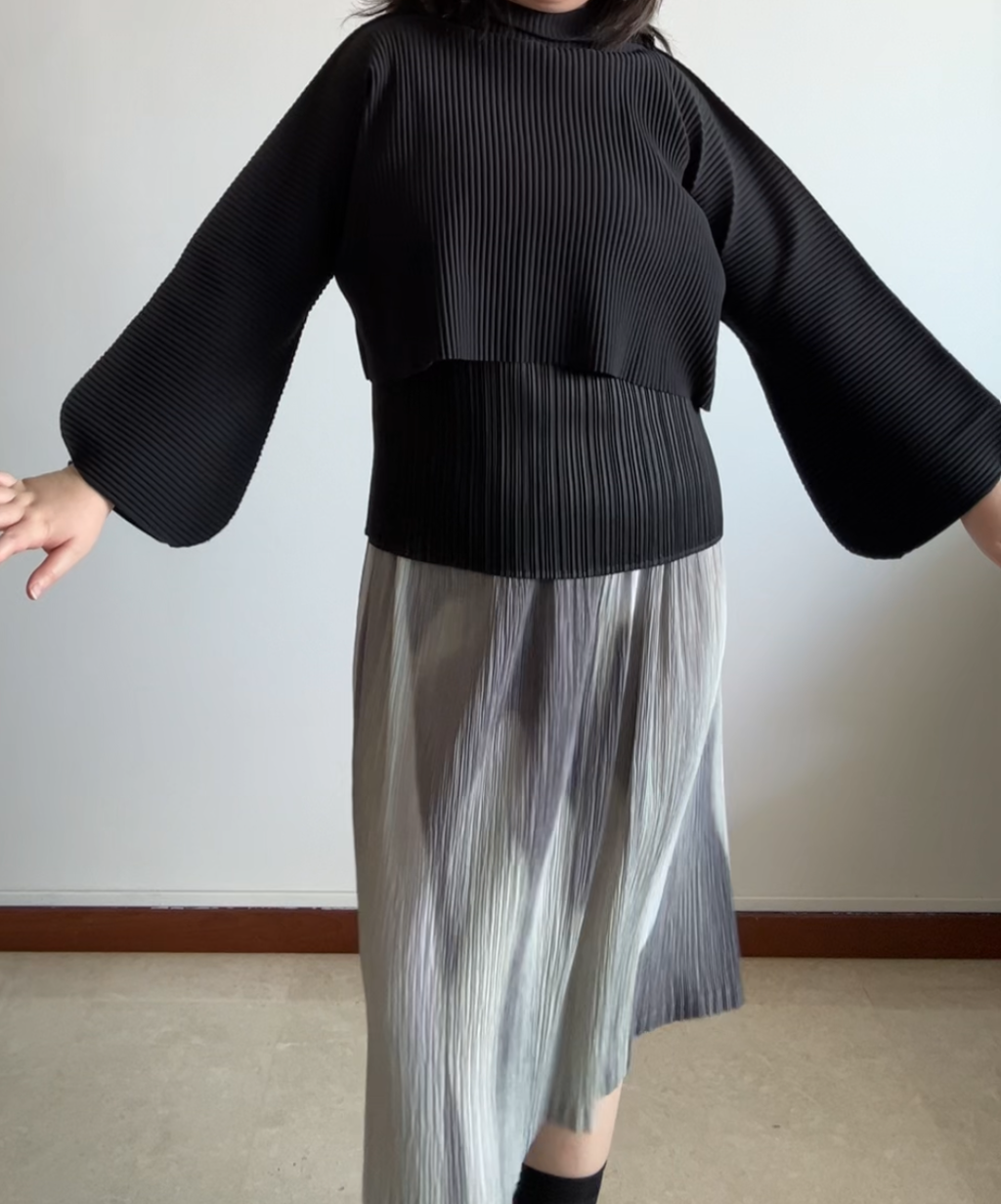 Issey Miyake Gradient Print Pleated Skirt