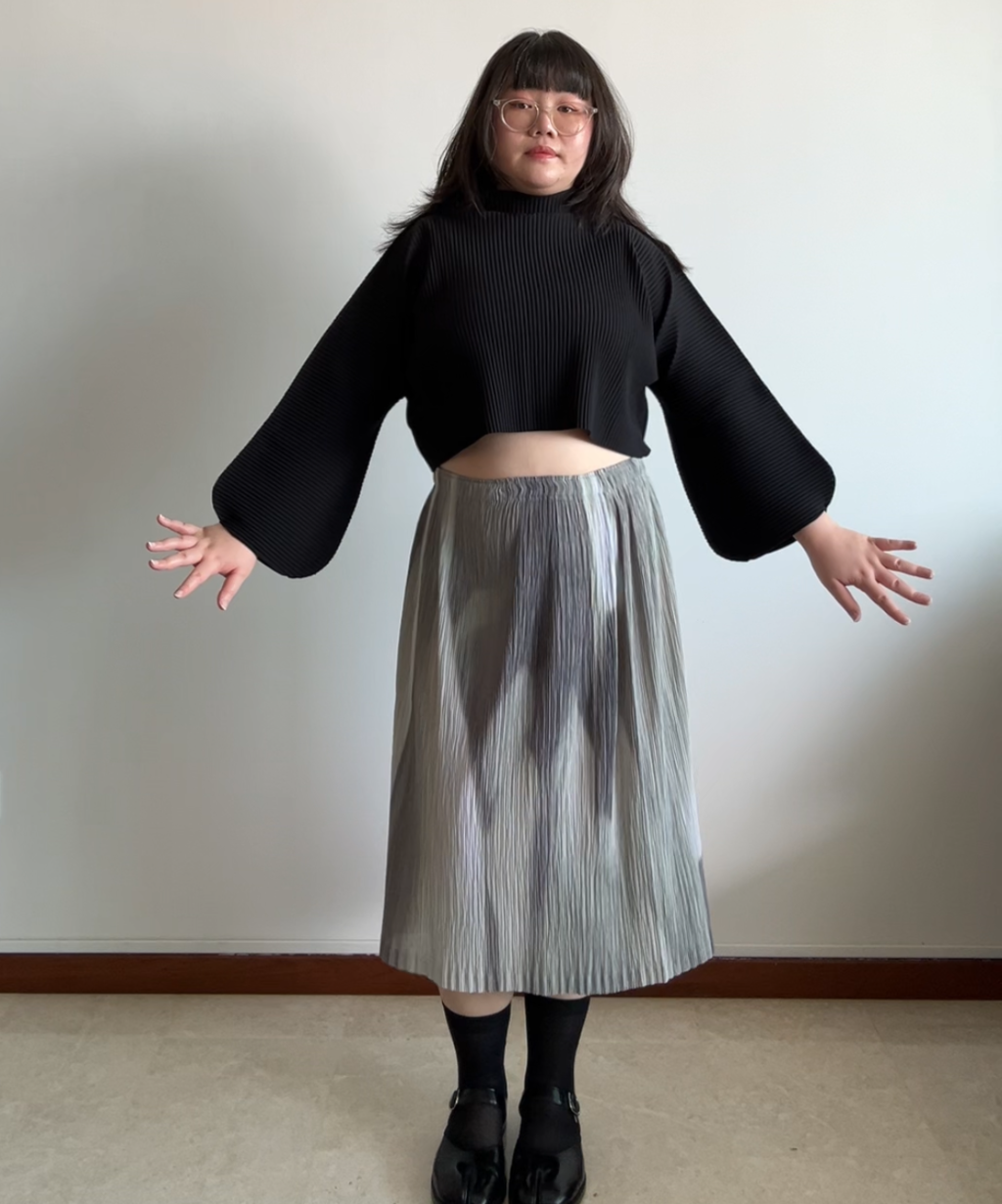 Issey Miyake Gradient Print Pleated Skirt