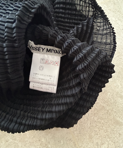 Issey Miyake pleated texture high neck top