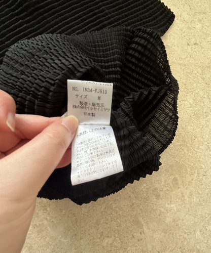 Issey Miyake pleated texture high neck top