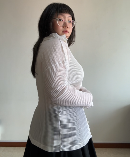 Issey Miyake High Neck White Cardigan