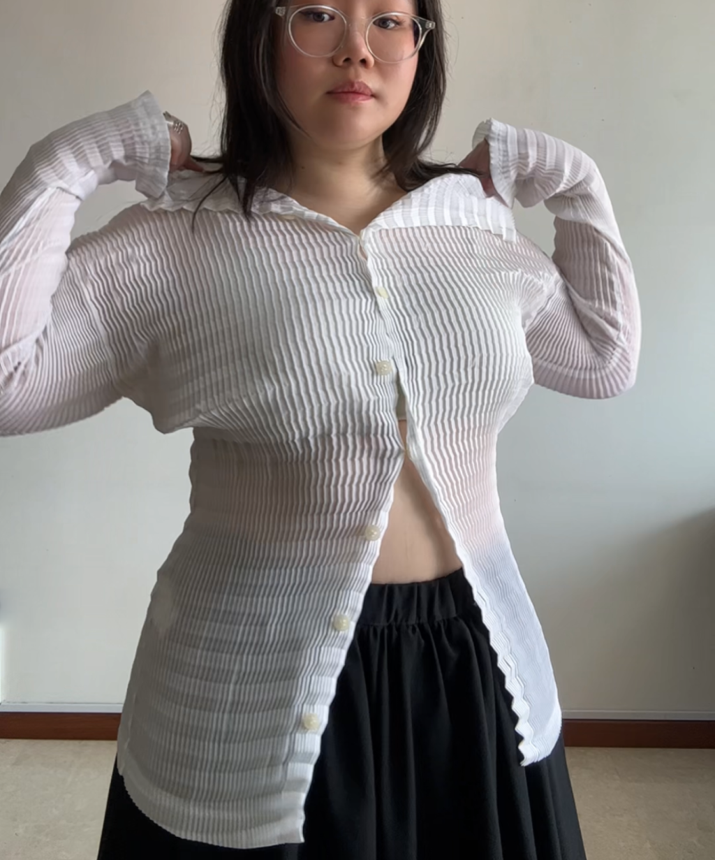 Issey Miyake High Neck White Cardigan