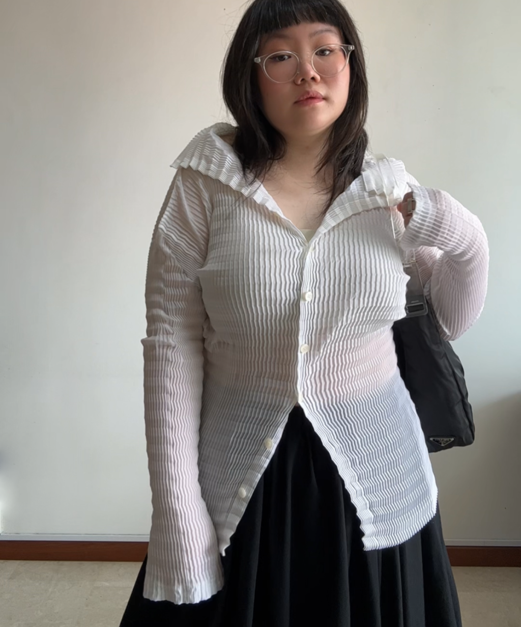 Prada 1998 Tessuto Plex Acrylic Handle Shoulder Bag (L)