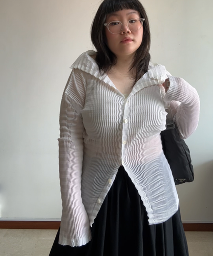 Prada 1998 Tessuto Plex Acrylic Handle Shoulder Bag (L)