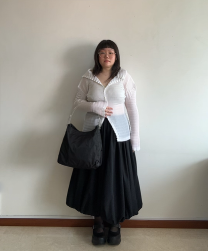 Prada 1998 Tessuto Plex Acrylic Handle Shoulder Bag (L)