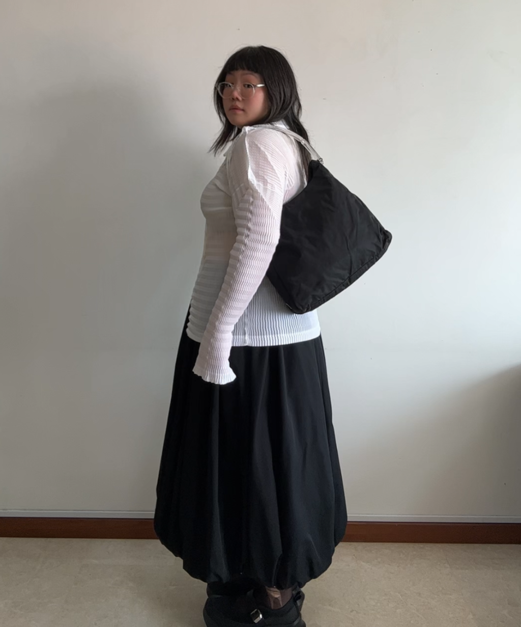 Prada 1998 Tessuto Plex Acrylic Handle Shoulder Bag (L)