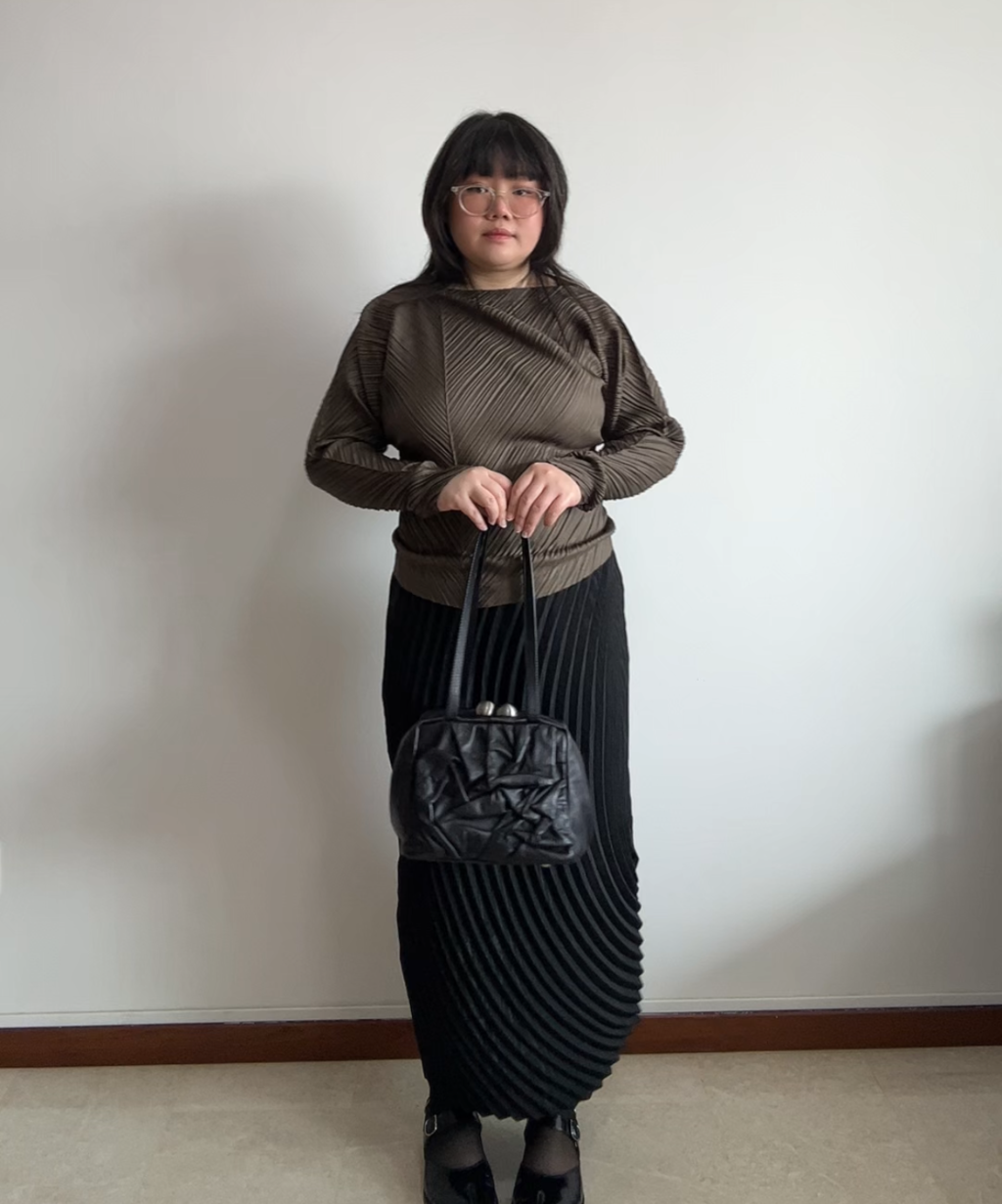 Kawa Kawa Crinkled Leather Cube Tote Bag