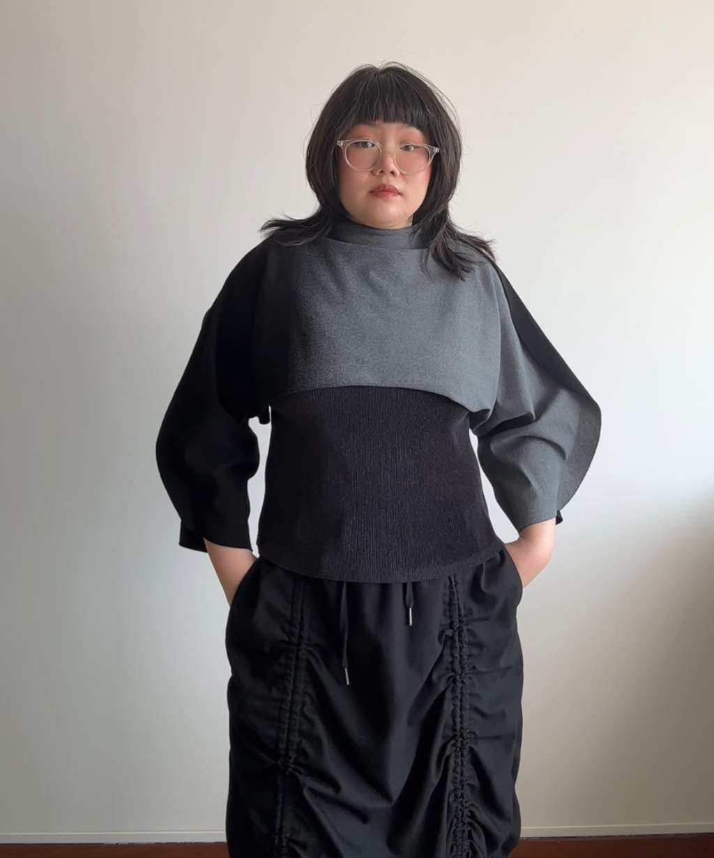 Issey Miyake APOC INSIDE 2-way Reversible Gradient Cropped Pullover