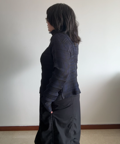 Issey Miyake Fete Stacked Pleats High Neck  2-way Cardigan