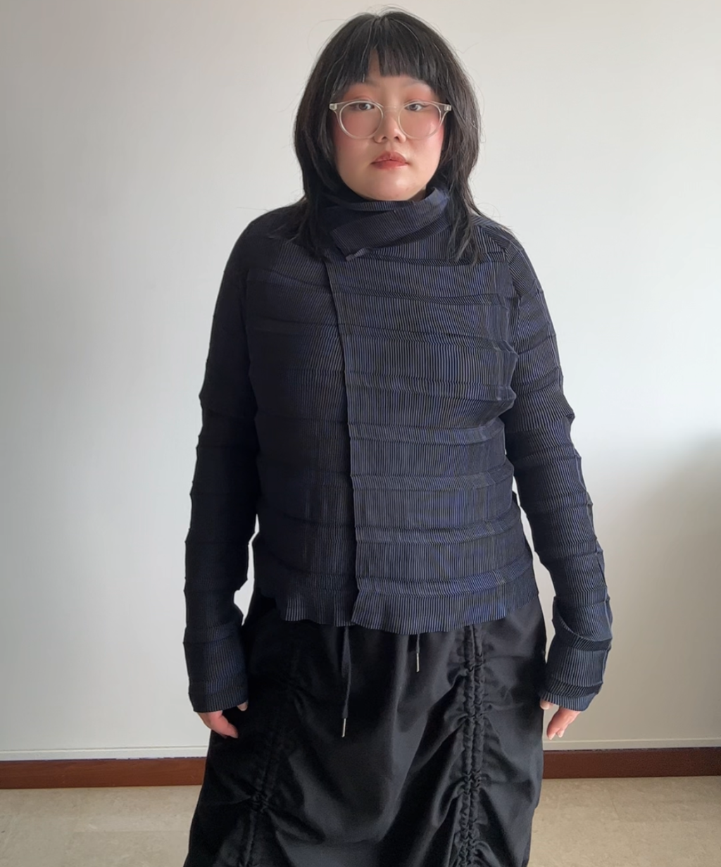 Issey Miyake Fete Stacked Pleats High Neck  2-way Cardigan