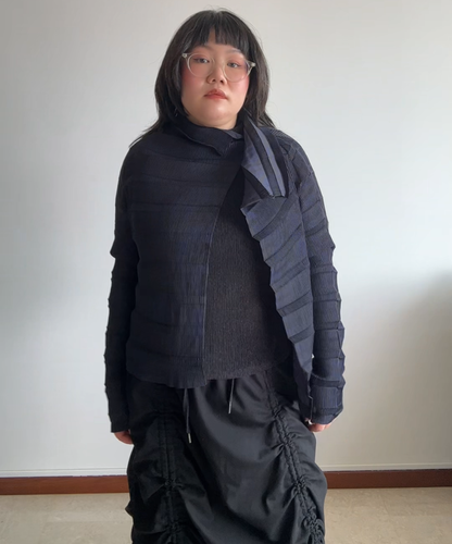 Issey Miyake Fete Stacked Pleats High Neck  2-way Cardigan