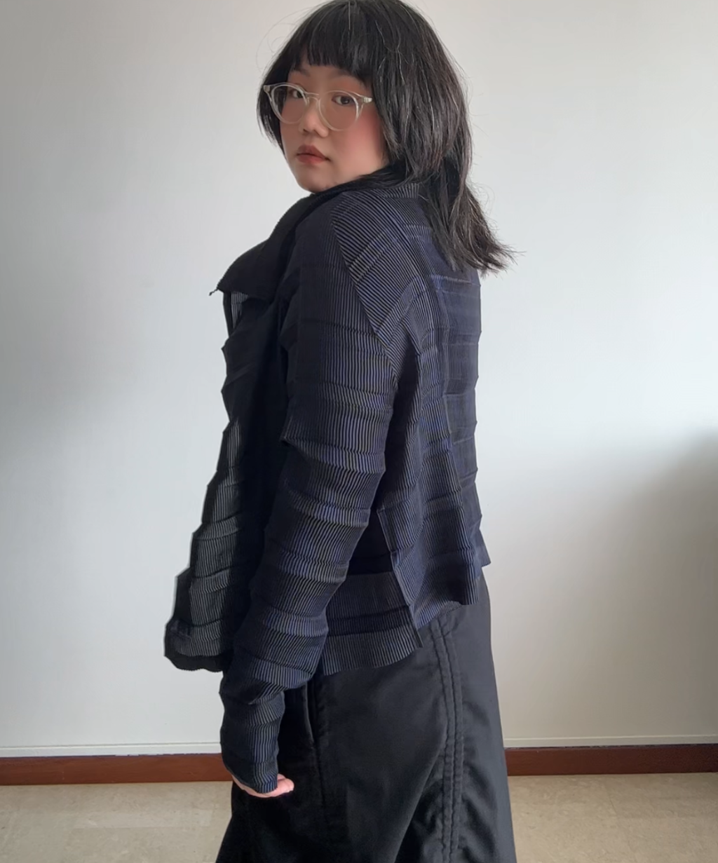 Issey Miyake Fete Stacked Pleats High Neck  2-way Cardigan