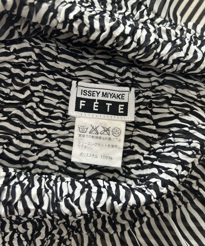 Issey Miyake Fete Ruched Striped Frill Blouse