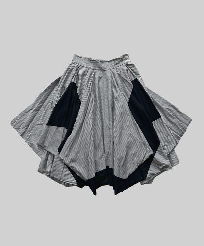 Issey Miyake 2010s Striped Panel Circle Skirt / Poncho