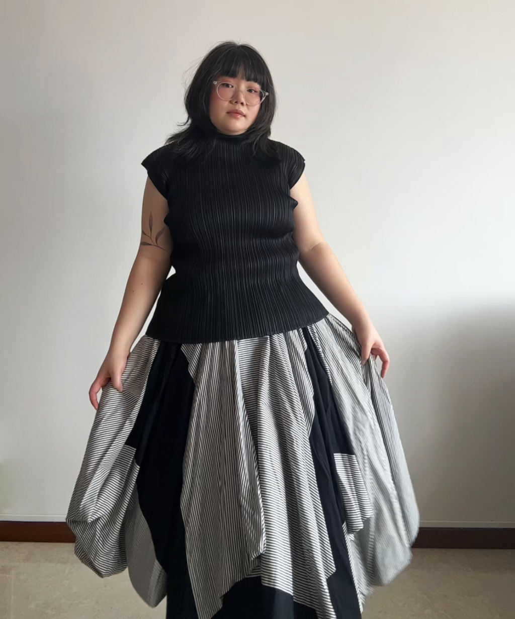 Issey Miyake 2010s Striped Panel Circle Skirt / Poncho