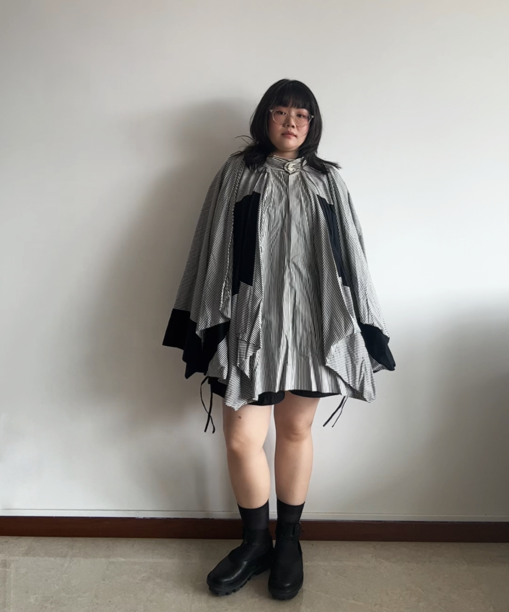 Issey Miyake 2010s Striped Panel Circle Skirt / Poncho