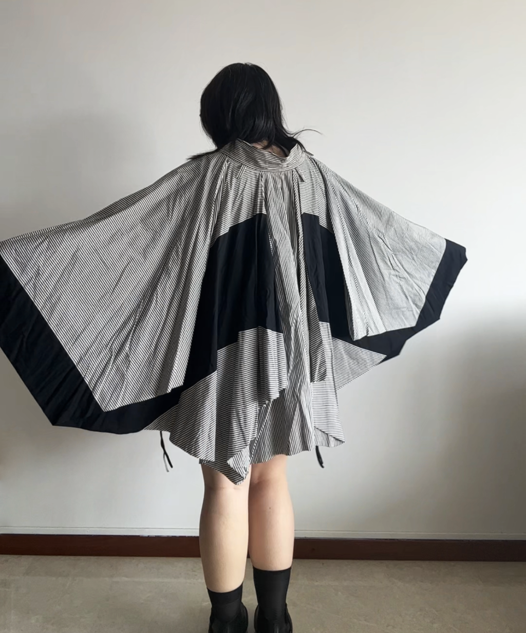 Issey Miyake 2010s Striped Panel Circle Skirt / Poncho
