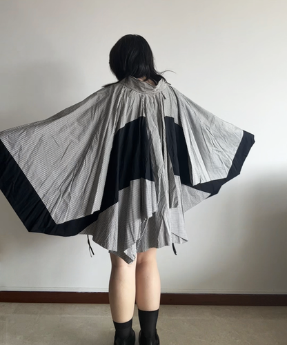 Issey Miyake 2010s Striped Panel Circle Skirt / Poncho