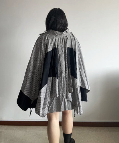 Issey Miyake 2010s Striped Panel Circle Skirt / Poncho