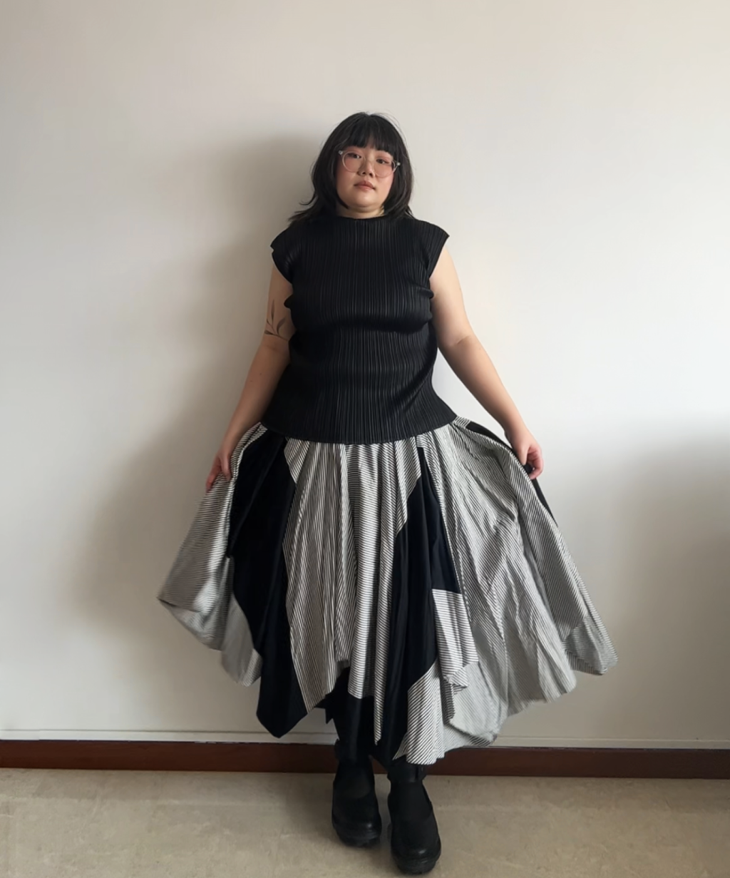 Issey Miyake 2010s Striped Panel Circle Skirt / Poncho