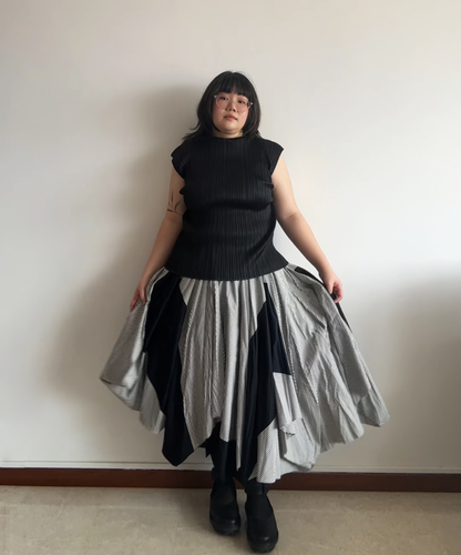 Issey Miyake 2010s Striped Panel Circle Skirt / Poncho