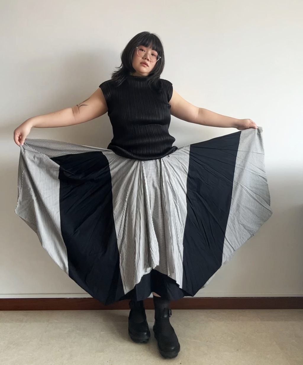 Issey Miyake 2010s Striped Panel Circle Skirt / Poncho