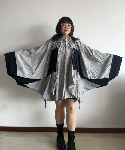 Issey Miyake 2010s Striped Panel Circle Skirt / Poncho