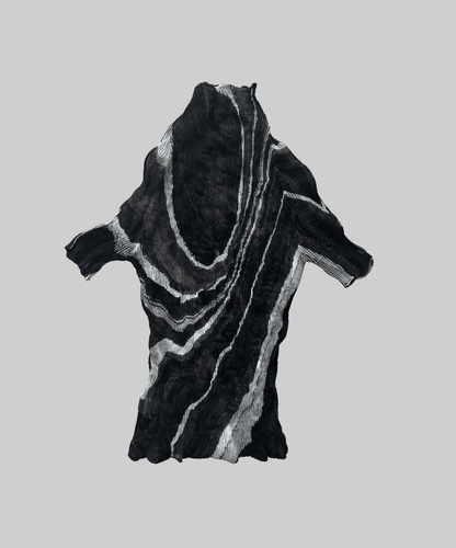 Issey Miyake Chiffon Twist Pleats Milky Way Print Top