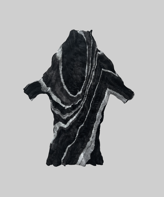 Issey Miyake Chiffon Twist Pleats Milky Way Print Top